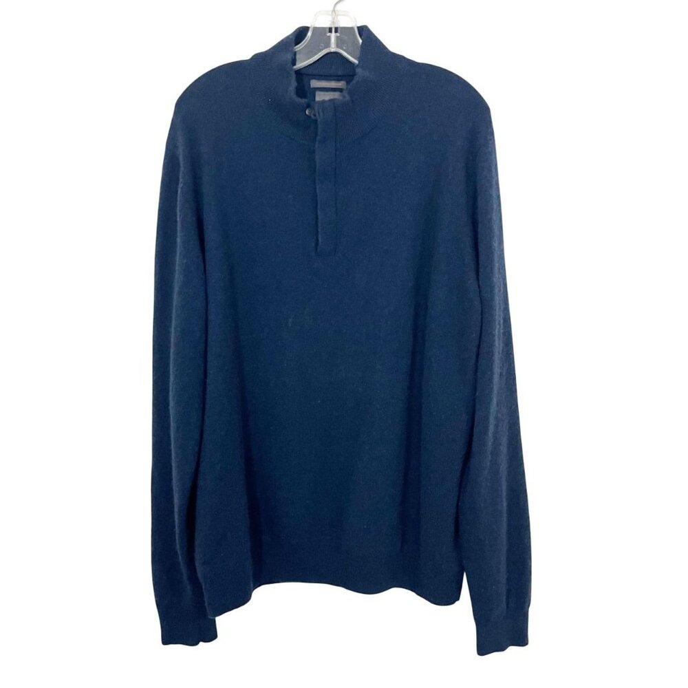 Monte Rosse Navy Blue Italian‎ Cashmere Quarter Zip Sweater - Men's Size XL